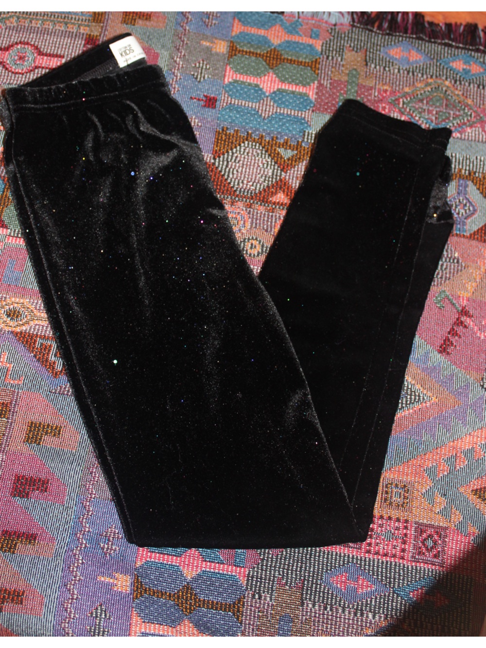 ✨ Cotton On Kids Black Shimmer Velvet Elastic Waist Pants Size 7